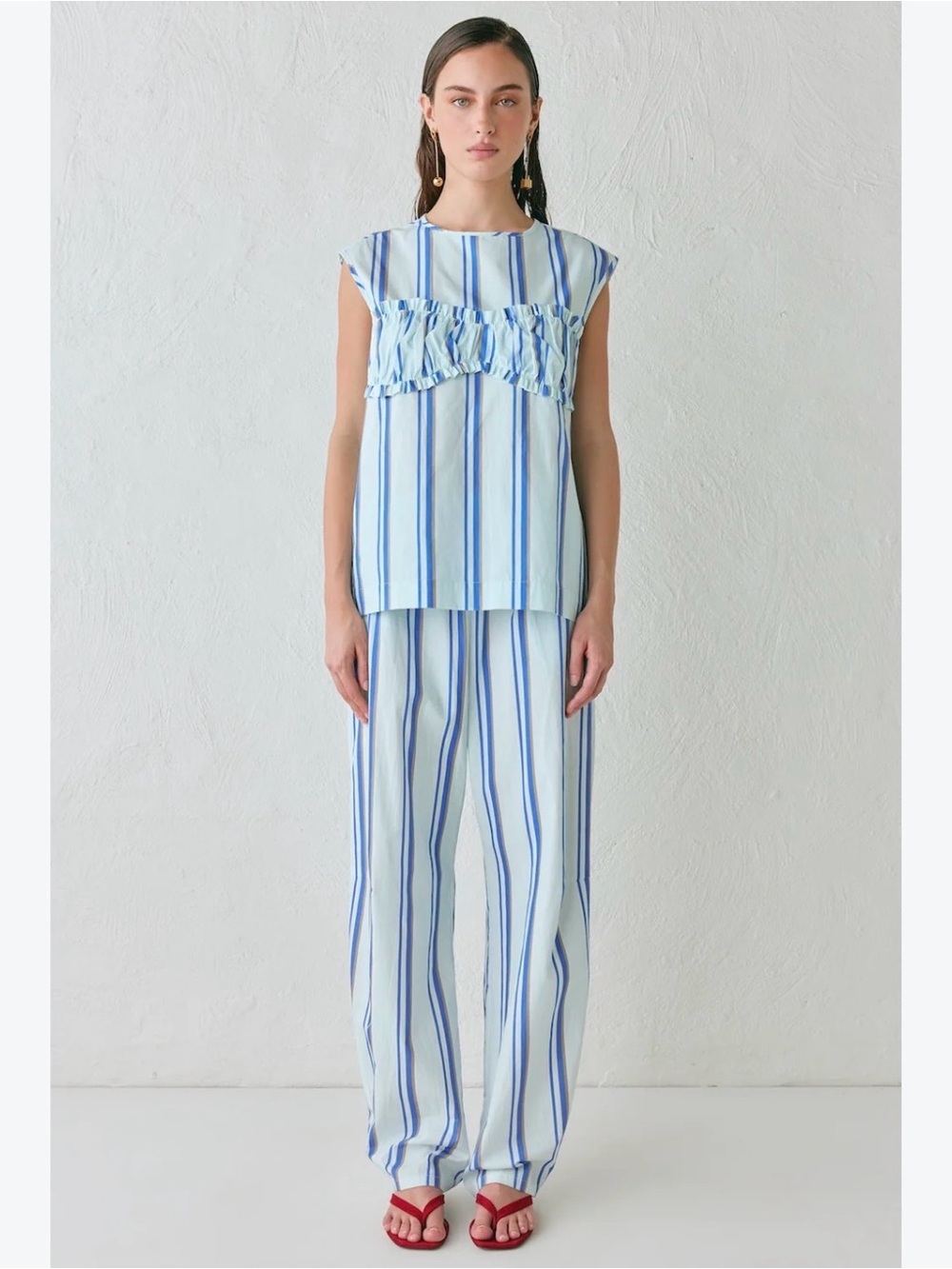 Vrg Grl Blue Striped Set